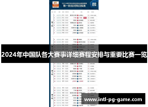 2024年中国队各大赛事详细赛程安排与重要比赛一览