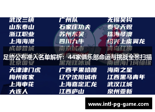 足协公布准入名单解析：44家俱乐部命运与挑战全景扫描