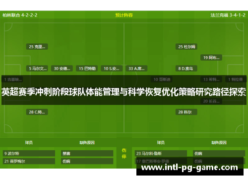 英超赛季冲刺阶段球队体能管理与科学恢复优化策略研究路径探索